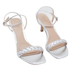 Jewel Badgley Mischka Silver Braided Strap Sandals Size 8